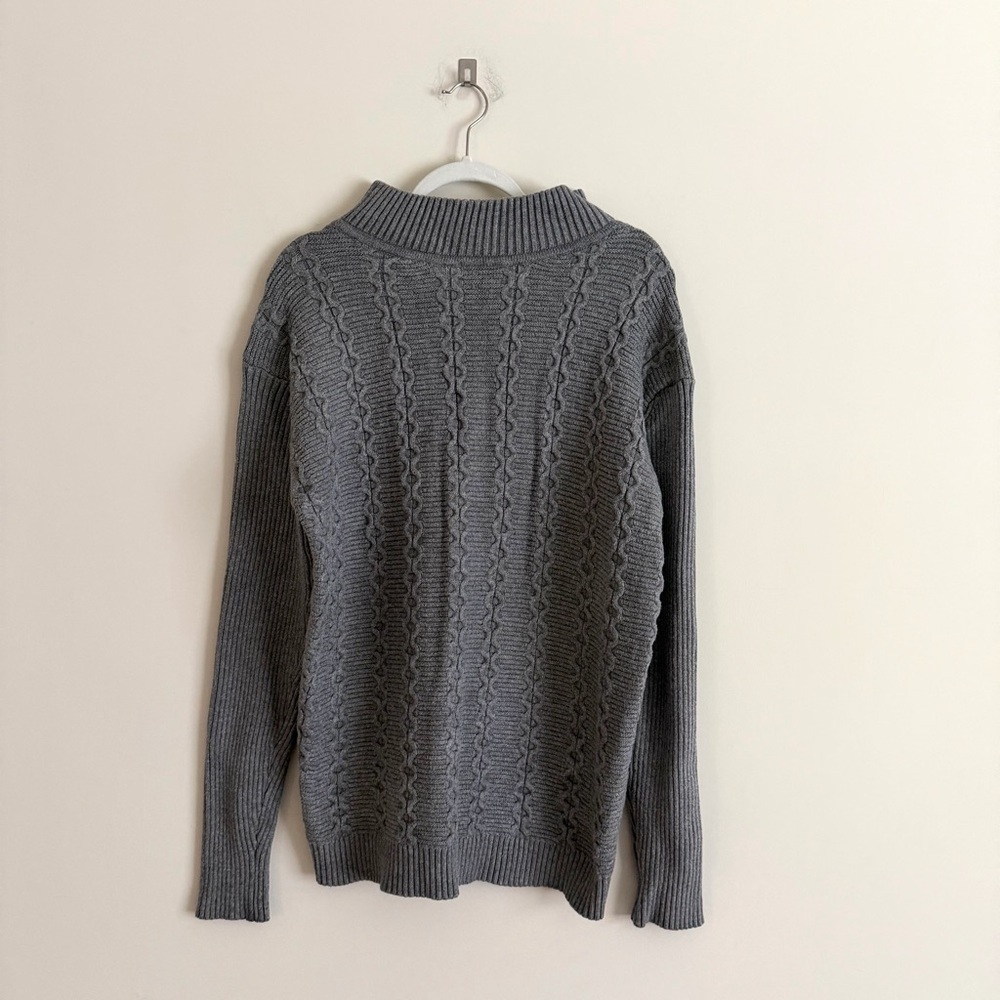 Coofandy Gray Cable Knit Sweater Women’s XXL Long Sleeve Plus Size Cozy Top